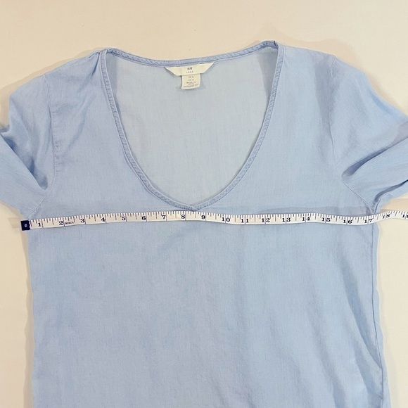 H&M Lightweight Chambray Blouse, Baby Blue,  Size 0 - Picture 6 of 10